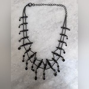 Vintage Black Beaded 14 inch Necklace